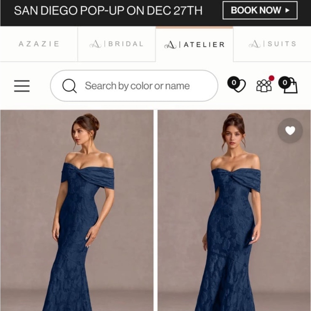 Azazie navy maxi holiday dress size 2